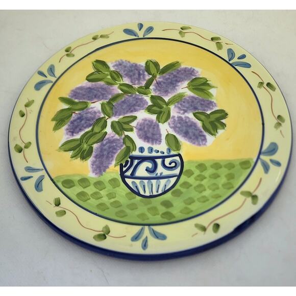 HOT PLATE/COUNTER DECOR-Ceramic-Yellow-Purple-Floral-7.5" diameter - Picture 2 of 5